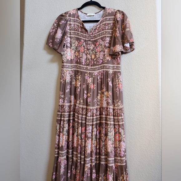 Spell Meadow Land flutter dress in Hazel nut worn once for one hour - Picture 3 of 8